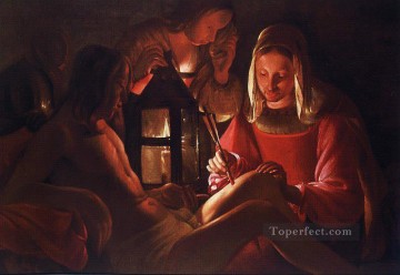 Georges de La Tour Painting - Santa Irene quitando flechas de la pierna de San Sebastián a la luz de las velas Georges de La Tour